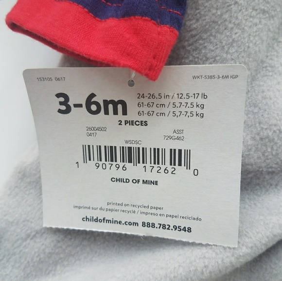 Child of Mine Infant Superhero Sweatshirt Sweatpants Outfit | 3-6 Months - Picture 5 of 5